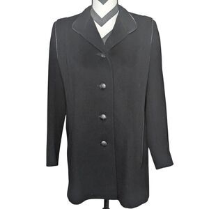 Vintage Pavilion Petite 100% Wool Black Overcoat Small Made in USA